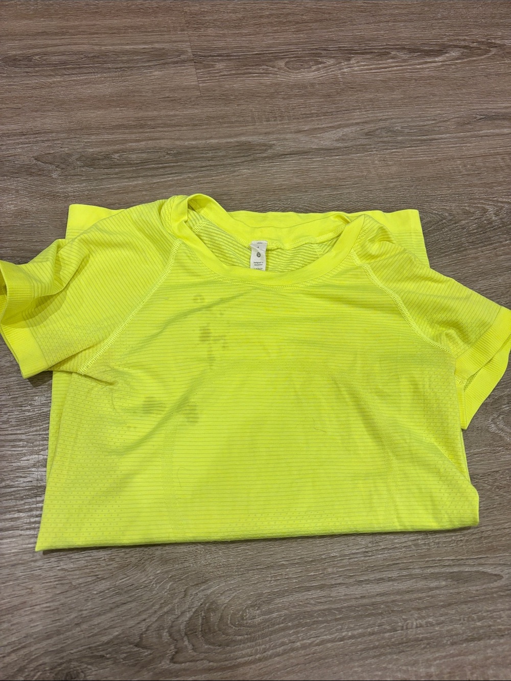 lululemon athletica Neon Yellow Muscle Tee (stain in photos)